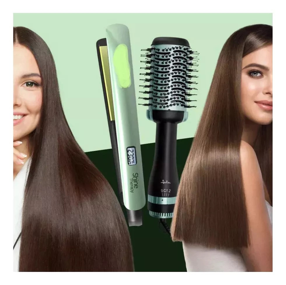 Plancha y Cepillo 3D REMINGTON Shine Therapy con aguacate y macadamia